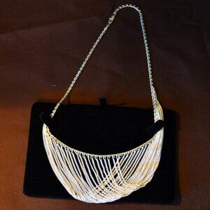 Silver multi chain draped necklace